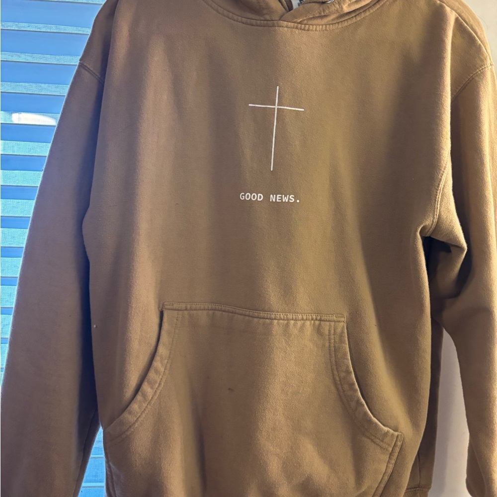 Casual Brown Hoodie with Cross Design